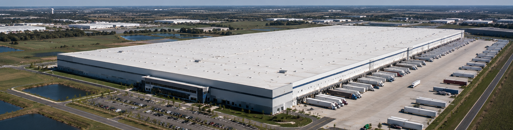 Large commercial warehouse and loading dock complex